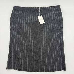New ARMANI COLLEZIONI Womens Wool Pencil Career Skirt Size 14 Lined Stripe Grey